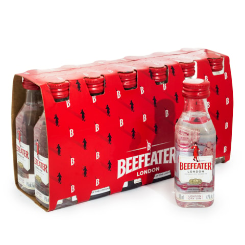 Pack 12un Miniatura Beefeater Gin London Dry Inglês 50ml