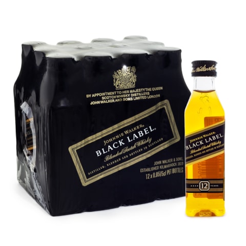 Pack 12un Miniatura Johnnie Walker Black Label Blended Scotch Whisky 50ml