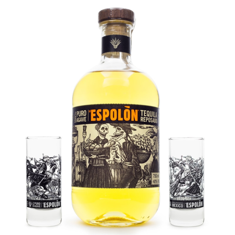Tequila El Espolòn Reposado 750ml + 2 Copos Shot Espaço Prime Bebidas