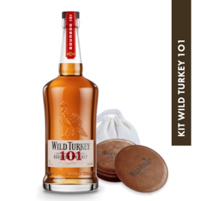 Wild Turkey 101 Bourbon Whiskey 700ml + 2 Porta-Copos de Couro