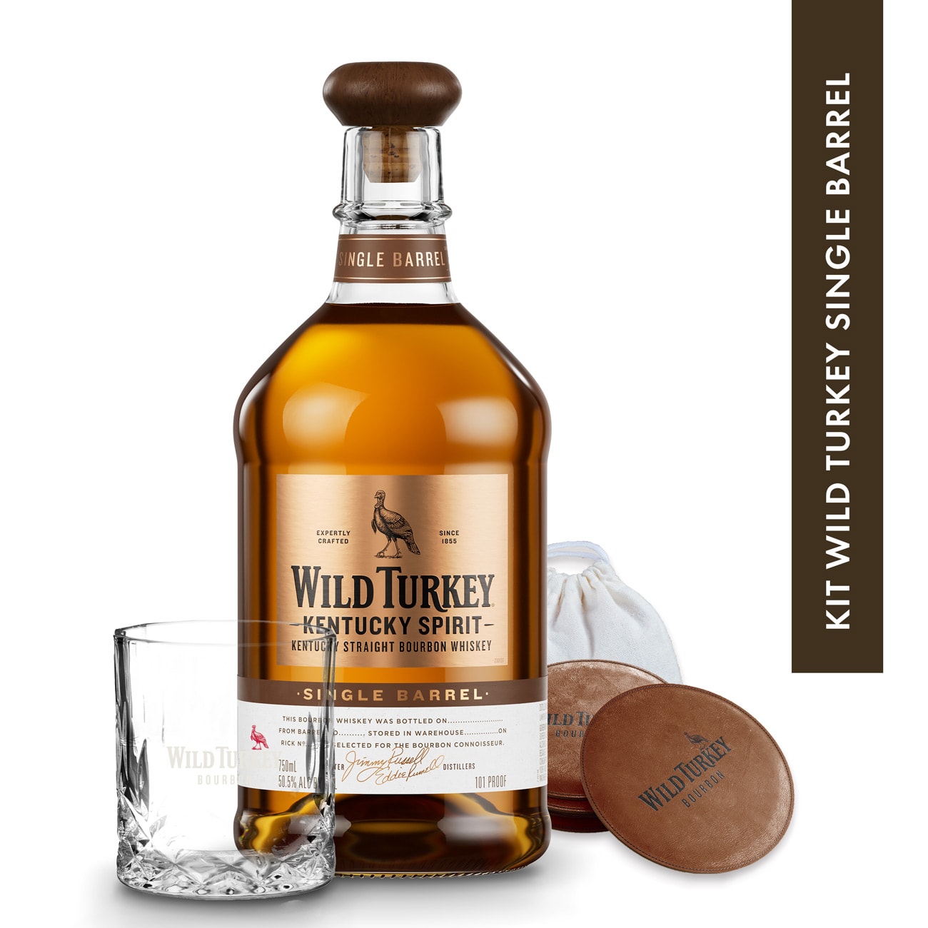 Wild Turkey Single Barrel Bourbon Whiskey 750ml + 2 Porta-Copos +